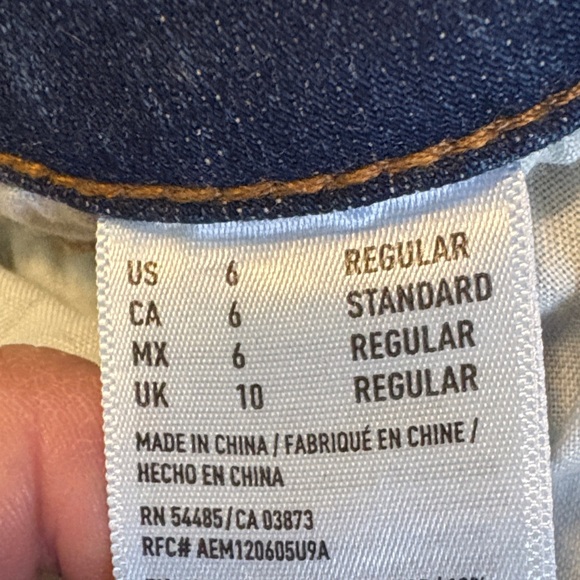 American Eagle Outfitters Hi-Rise Slim Flare Distressed Blue Jeans, Size 6 - Picture 10 of 14